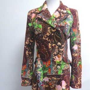 TOI DU MONDE Velvet midi Coat i40 6 France pink brown floral print retro vintage